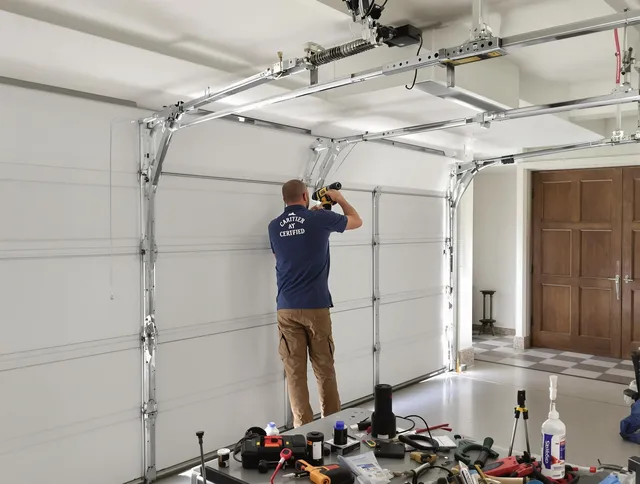 Hudson Garage Door Repair certified technician performing precision garage door repair in Hudson