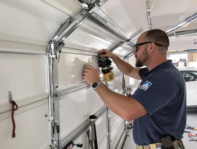 Hudson Garage Door Repair technician quieting a noisy garage door in Hudson
