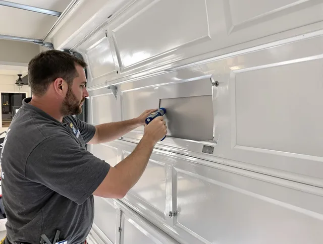 Garage door panel repair by Hudson Garage Door Repair in Hudson